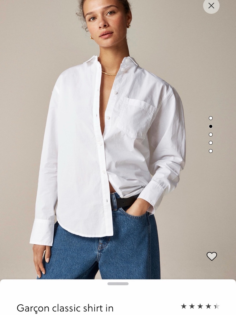 J Crew Classic White Button-Up Shirt Garçon style